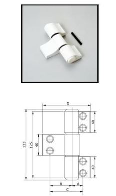 Závěs Mechanica 3-dílný, 62,5mm, bílý  (1146.3/62.59010)