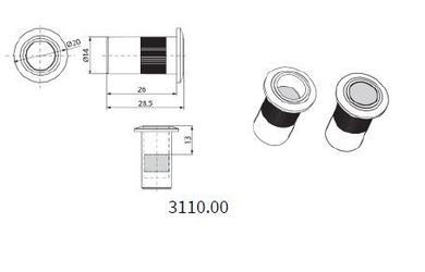 Protikus zástrče s prachovkou, průměr 14mm  (3110.00)