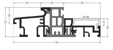 Hliníkový práh stříbrný šířka 95mm ATD32  (ATD32/95/40W)