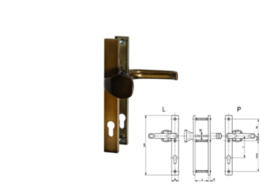 Vchodová klika FA klika-madlo, bronz levá M 5x80, rozteč 92mm  (FA10738/LM)