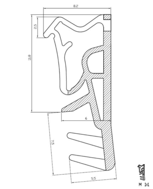 Těsnění AC 4/5x8 mm s výztuhou světle hnědé  (L5000SH)