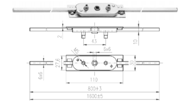 Rozvorový mechanismus zinkovaný s tyčemi 1800mm  (RM1800)